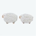 Youngs Wood Sheep & Faux Fur Cover Tabletop Decor Set - 2 Piece 72247